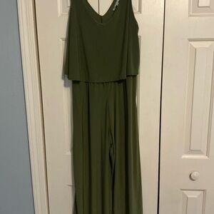 Annalee + Hope Olive Sleeveless Layered Wide-Leg Jumpsuit